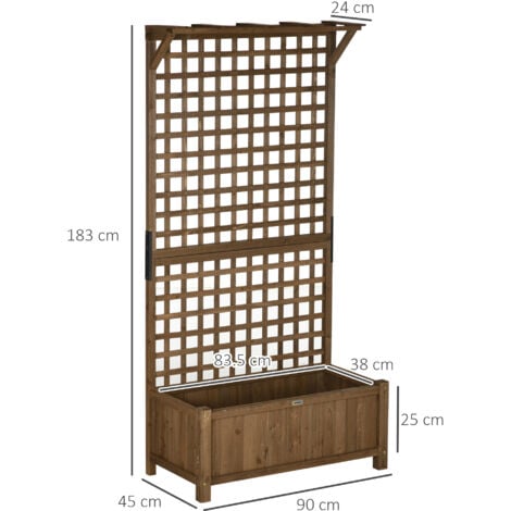 Outsunny Wood Planter with Trellis for Climbing Plants Vines Planter Box Brown