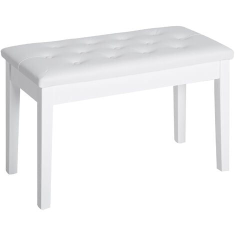 HOMCOM Classic Piano Bench Padded Seat Makeup Stool Solid Wood Wooden White