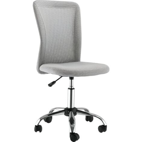 Vinsetto Armless Office Chair Ergonomic Height Adjustable Mesh Back Wheel Grey