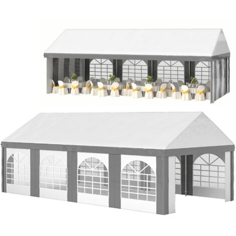 Outsunny Party Tent, Marquee Gazebo with Sides, Windows and Double Doors 8 x 4m