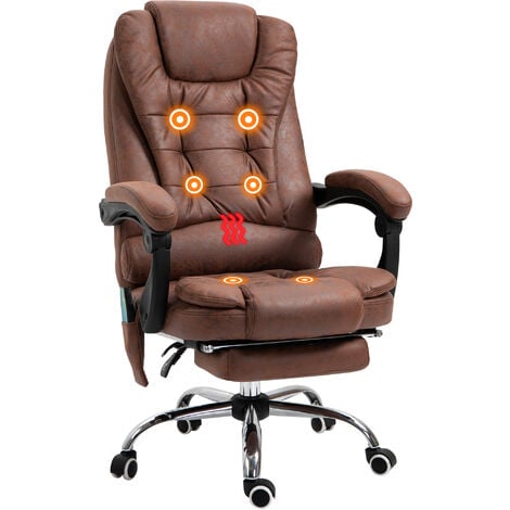 Vinsetto Ergonomic Heated 6 Points Vibration Massage Office Chair Brown