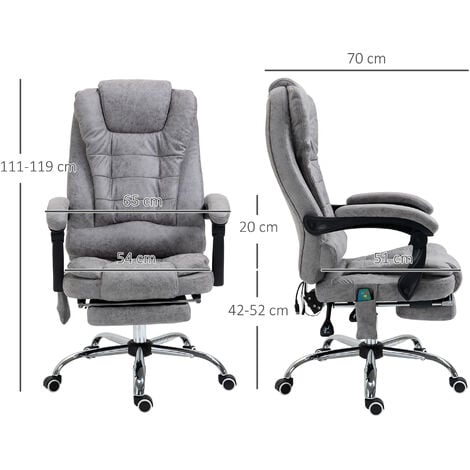Vinsetto Ergonomic Heated 6 Points Vibration Massage Office Chair Grey