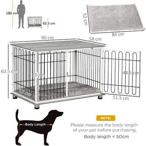 PawHut Dog Crate Furniture, Indoor Dog Kennel Side End Table Washable ...