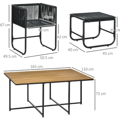 Outsunny Rattan Dining Set, Garden Table & Chair Sets w/ Space-saving Design