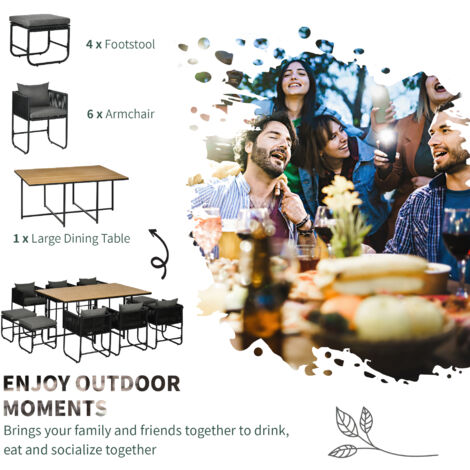 Outsunny Rattan Dining Set, Garden Table & Chair Sets w/ Space-saving Design