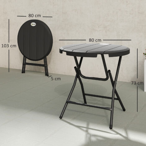 Outsunny Round Garden Dining Table for 4, Foldable Outdoor Table for Garden