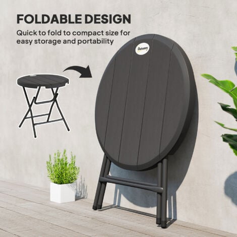 Outsunny Round Garden Dining Table for 4, Foldable Outdoor Table for Garden