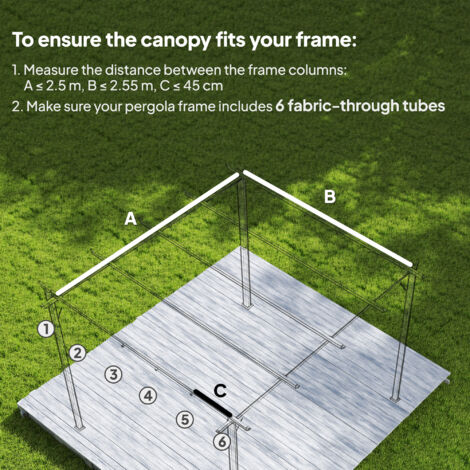 Pergola Sun Shade Canopy Replacement – Waterproof Oxford Cover With Straps, For Patio, Deck, Backyard