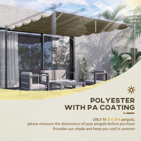 Outsunny Pergola Shade Cover Replacement Canopy for 3 x 3(m) Pergola Tan