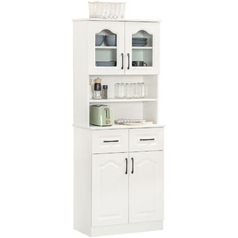HOMCOM Kitchen Cupboard Storage Cabinet Adjustable Shelves, Countertop,White (1/5)