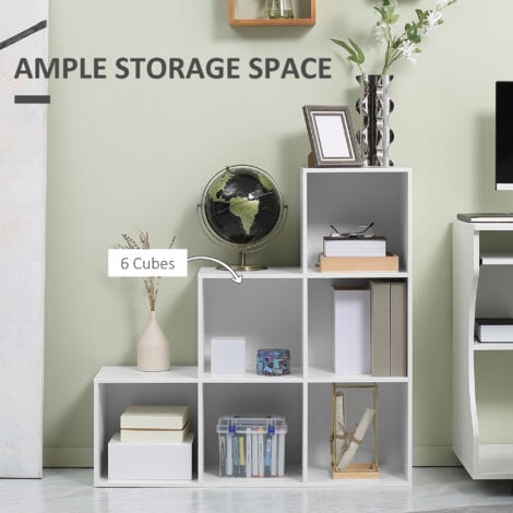HOMCOM Storage Cabinet with 6 Cubes Closet Organiser with 3-Tier Shelf, White