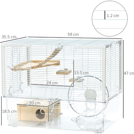 Visual Reference: Pawhut Hamster Cage Gerbil Cage W Deep Bottom Wooden Ramp