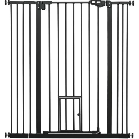 PawHut Extra Tall Dog Gate with Cat Flap, Pet Safety Gate for Doorways 104 cm Tall 101 x 104.1 cm