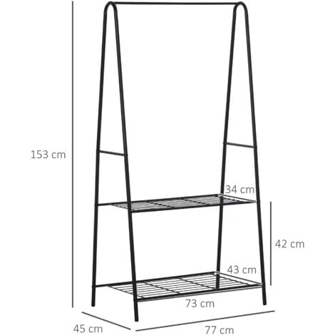HOMCOM A Shaped Clothes Rack Garment Hanger Hanging Rail 2-tier Shelving Metal