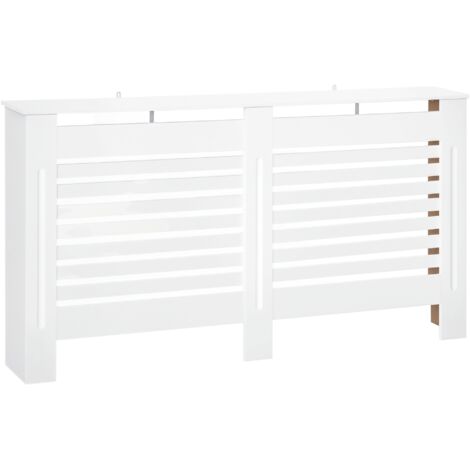 HOMCOM Modern Radiator Cover Cabinet Slatted Design MDF White Medium (1/5)