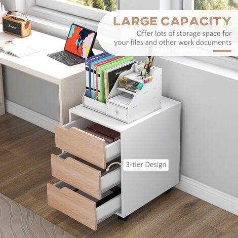 Mdf Mobile File Cabinet W 3 Drawers