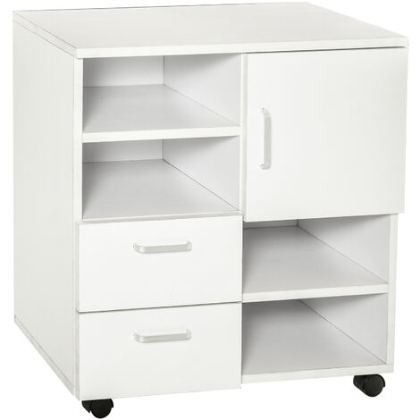 Homcom Mobile Storage Cabinet Cupboard, Cabinet With Drawers And Shelves