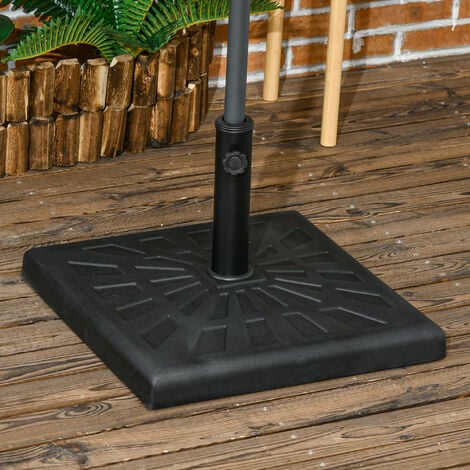 Outsunny 19kg Square Resin Garden Parasol Base for Poles of 32mm, 38mm, 48mm