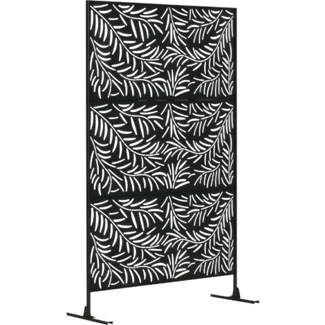 Outsunny 6.5FT Metal Outdoor Privacy Screen Panel w/ Stand and Expansion Screws