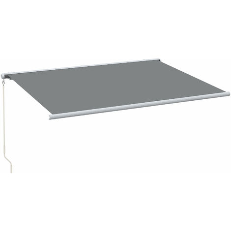 Outsunny 4x3m Full Cassette Electric/Manual Retractable Awning w/ LED Light
