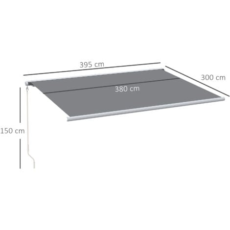 Outsunny 4x3m Full Cassette Electric Retractable Awning for Patio Door Window
