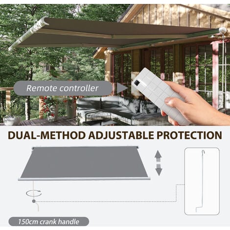 Outsunny 4x3m Full Cassette Electric Retractable Awning for Patio Door Window
