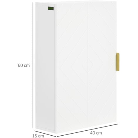 kleankin Bathroom Wall Cabinet with Adjustable Shelves for Hallway, Living Room