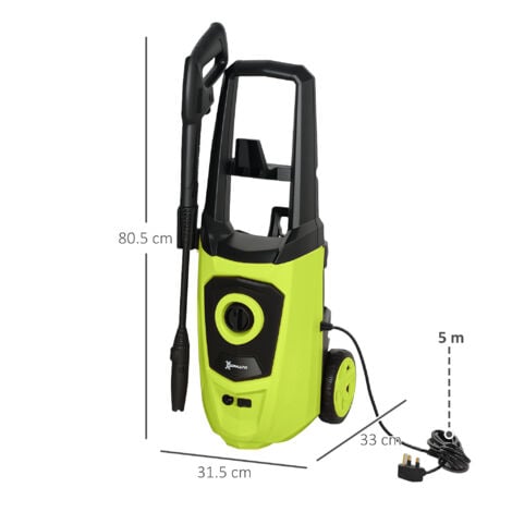DURHAND Portable Power Washer 1800W, 150 Bar, 510 L/h for Garden, Car Green