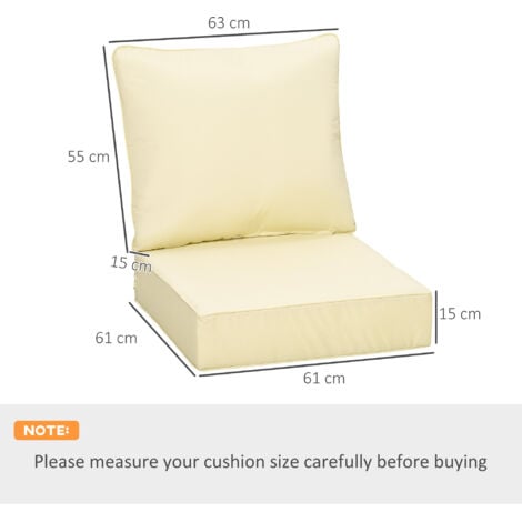 Outsunny Outdoor Seat and Back Cushion Set,Olefin Patio Chair Cushion Beige