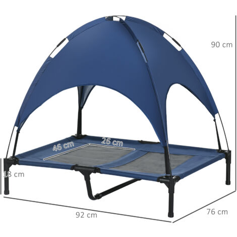 PawHut Raised Dog Bed Waterproof Elevated Pet Cot for Medium Dogs 76 x 61 x 73cm Blue
