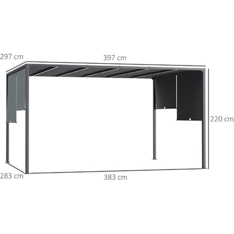 Outsunny 3 x 4m utdoor Garden Pergola with LED Lights Grey