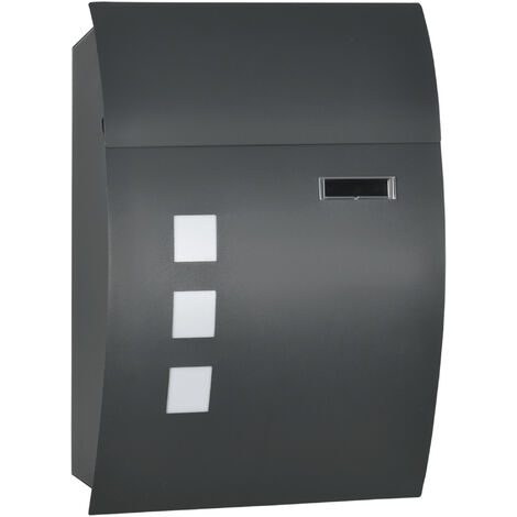 HOMCOM Weatherproof Wall Mounted Letter Box Post Box with Keys ...