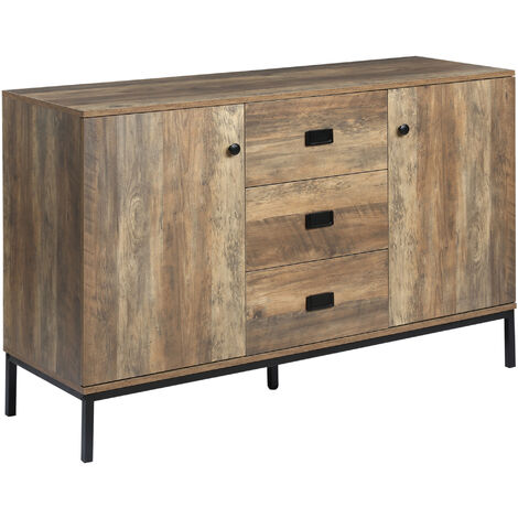 HOMCOM Retro Sideboard, Storage Cabinet, Accent Cupboard Distressed Brown