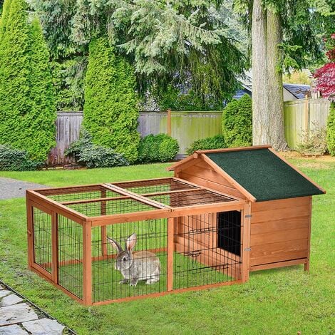 Pawhut Rabbit Cage Pawhut Wooden Rabbit Hutch, 102 In Cage