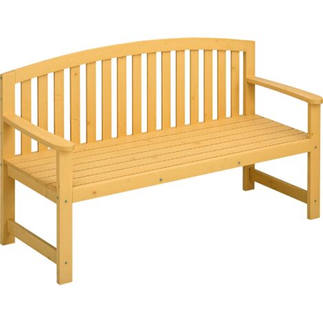 Outsunny 2 Seater Wooden Garden Bench with Armrest, Outdoor Furniture Chair for Park, Balcony Orange (1/5)