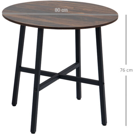 HOMCOM 80cm Round Kitchen Table, Dining Table for Small Spaces, Steel Leg