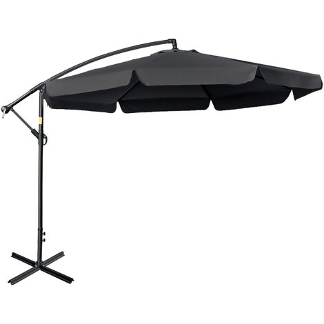 Outsunny 2.7m Garden Cantilever Banana Parasol Sun Shade with Crank Black (1/5)
