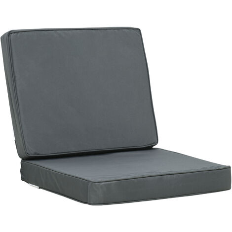 Outsunny Outdoor Seat and Back Cushion Set Replacement Cushions Dark Grey