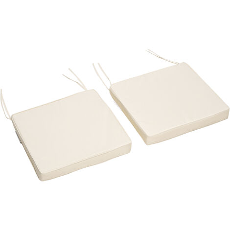 Outsunny 45 x 45cm Replacement Garden Seat Cushion Pad with Ties Cream