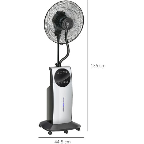 "HOMCOM 16"" Pedestal Fan with Water Mist Spray Standing Fan, 3.1L Tank Black"