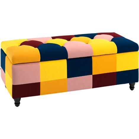 HOMCOM 114 x 47 x 47cm Velvet Storage Ottoman, Button-tufted Footstool Box Multicolored (1/5)
