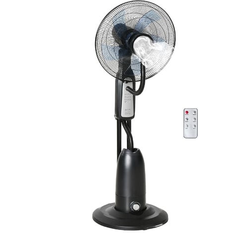 "HOMCOM 18"" Pedestal Fan with Water Mist Spray Standing Fan, 2.8L Tank Black"