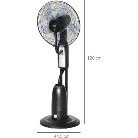 "HOMCOM 18"" Pedestal Fan with Water Mist Spray Standing Fan, 2.8L Tank Black"