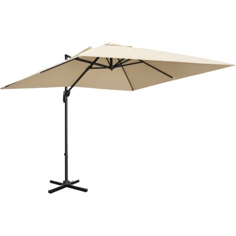 Outsunny 2.7 x 2.7 m Cantilever Parasol Garden Umbrella w/ Cross Base Cream