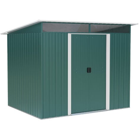 Outsunny Garden Shed Outdoor Storage Tool Organizer w/ Double Sliding Door