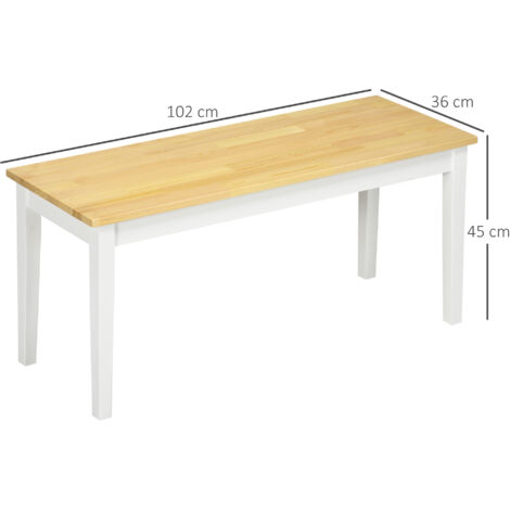 HOMCOM Wood Dining Bench Wooden Bench for 2 People, White