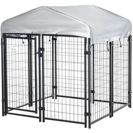 PawHut Outdoor Dog Kennel, Metal Playpen Fence Dog Run with UV ...