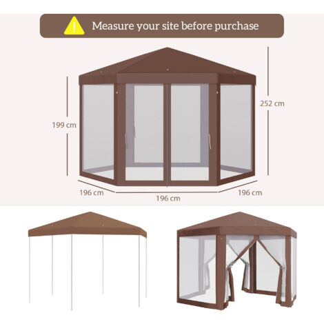 Outsunny Hexagonal Garden Gazebo Party Tent Patio Marquee Canopy