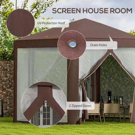 Outsunny Hexagonal Garden Gazebo Party Tent Patio Marquee Canopy