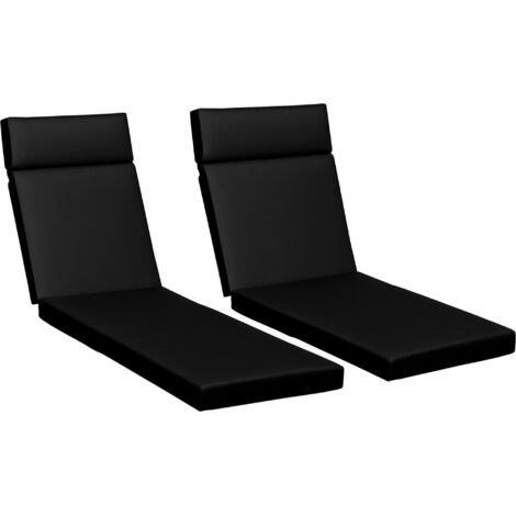 Outsunny Set of 2 Sun Lounger Cushions ONLY, Replacement Cushions Black